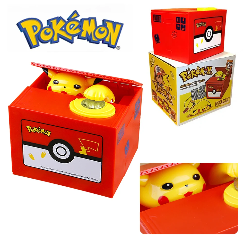 Pokemon Pikachu Piggy Bank Action Figure Anime Cartoon Electronic Plastic Money 