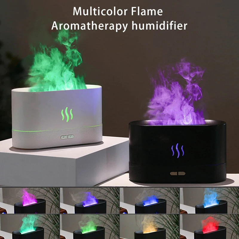 Portable Cool Mist Usb Led change color room h2o air fire flame humidifier Aroma