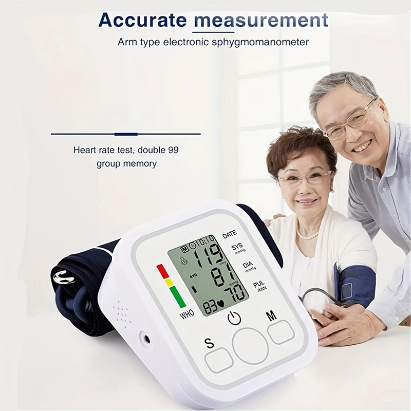 Portable LED Blood Pressure Monitor Upper Arm Automatic Tonometer Digital Blood 