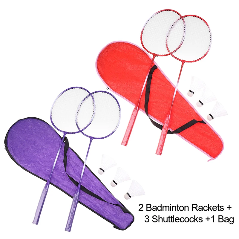 Professional Badminton Rackets Shuttlecocks and Carrying Bag Set Double Badminto