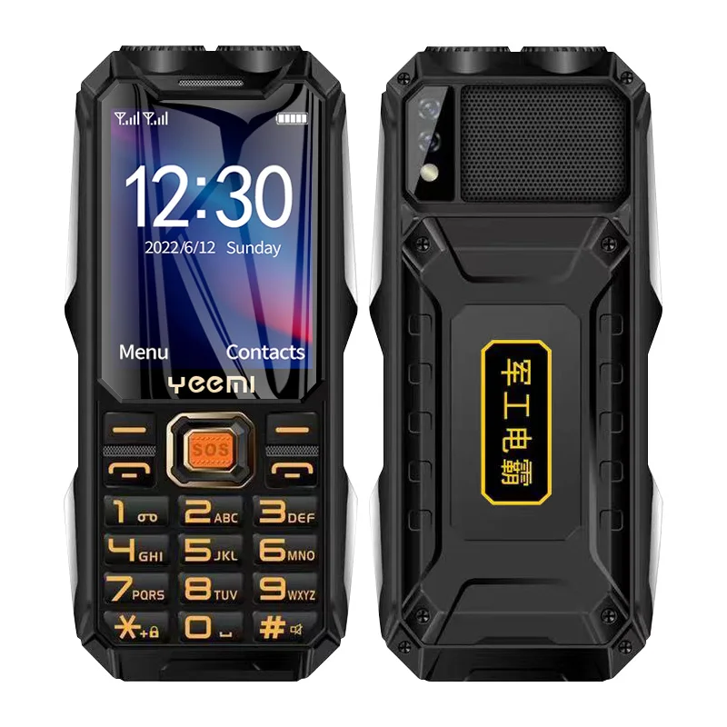 Q8 GSM 2G Rugged Mobile Phone Big Battery Double Flashlight 2.4inch HD Screen Du
