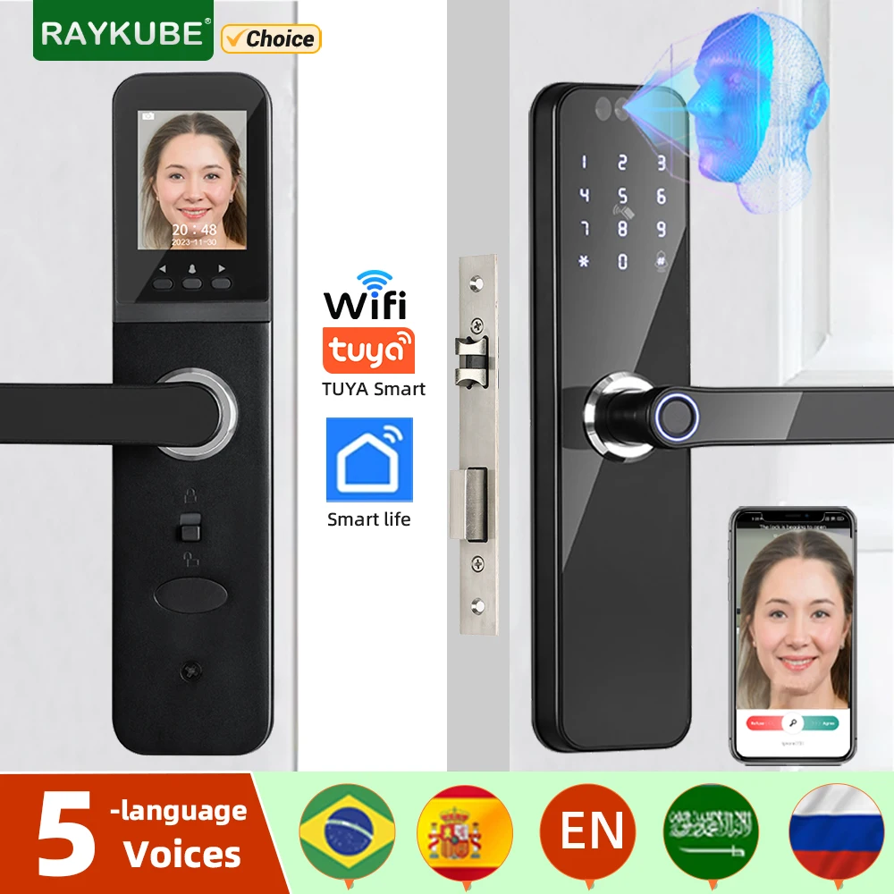 RAYKUBE K12 Tuya WiFi Camera Electronic Lock 3D Face Recognition Fingerprint Sma