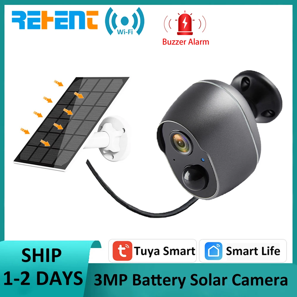 REHENT 100% Wire-Free Tuya Smart 6000mAh 3.5W Solar Battery Outdoor Wireless WiF