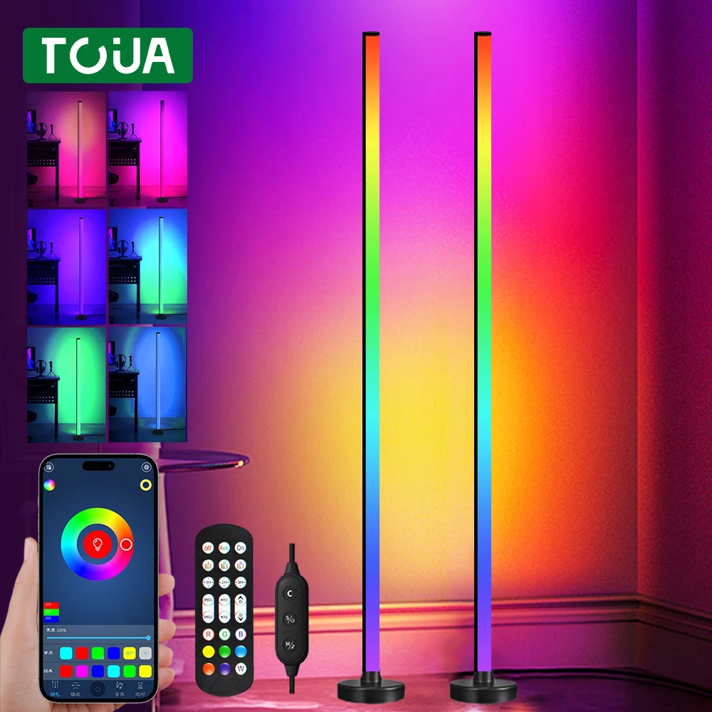 RGB LED Floor Lamp Remote APP Control Music Sync Corner Lighting Timer Smart Mod