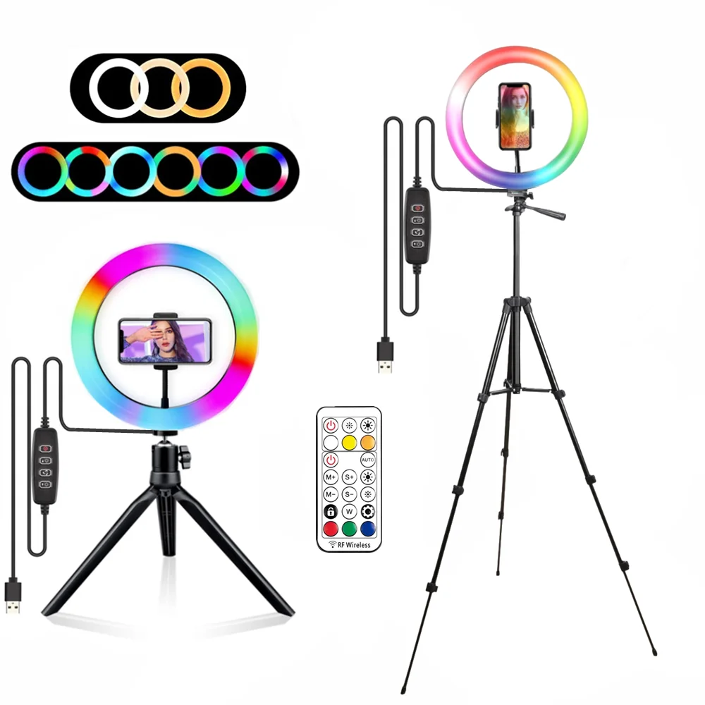 RGB Ring Light Lamp Ring Round With Remote Control For Smartphone Mobile Led Vid