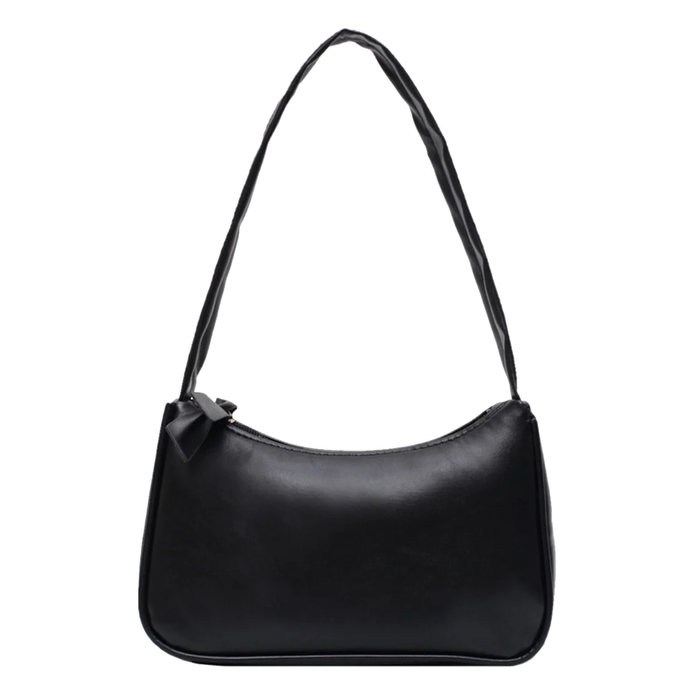 Retro forearm bag women's bow handbag PU leather baguette bag Western style sing