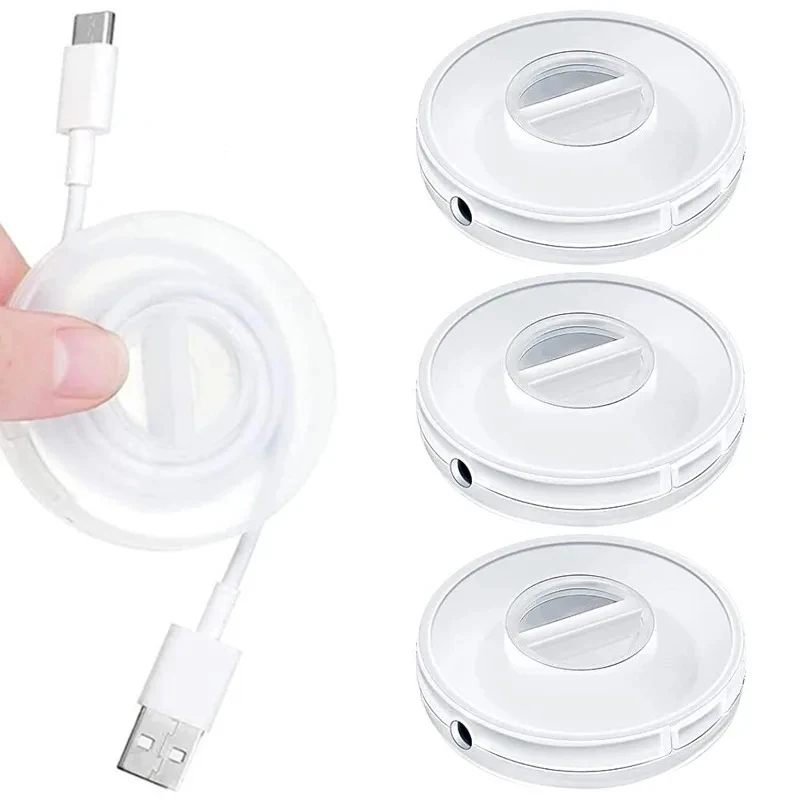 Round Wire Winder Box Portable Multifunctional Data Cable Storage Case Cable Con