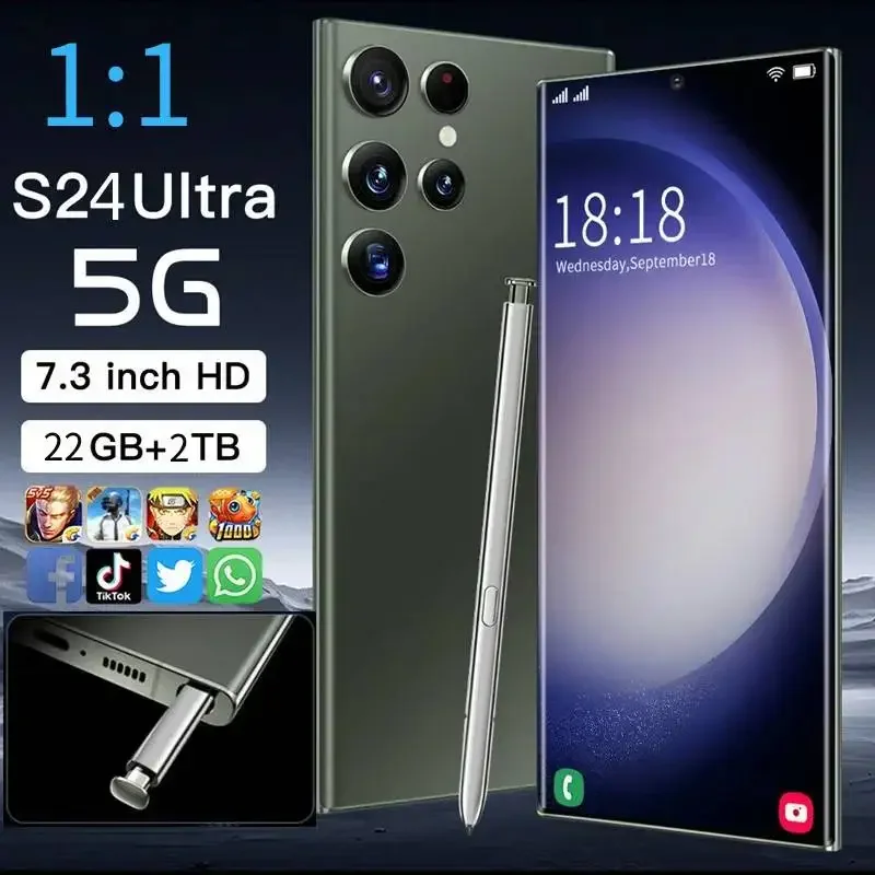 S24 Ultra Mobile Phones 7.3 HD Screen SmartPhone Original 22GB+2TB 4G 5G Dual Si
