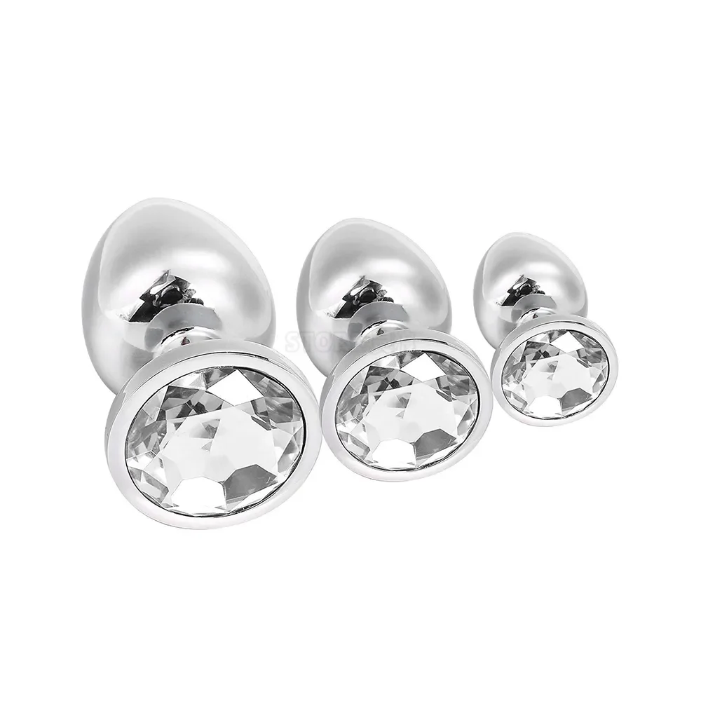 ST15 Sexual toy mini round stainless steel crystal anal plug flat bottom small t