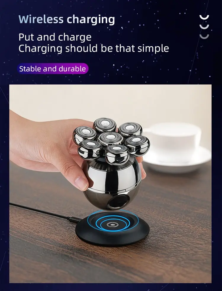 Electric Shaver 7D Floating Cutter Head Base Charging Portable Men Beard Trimmer