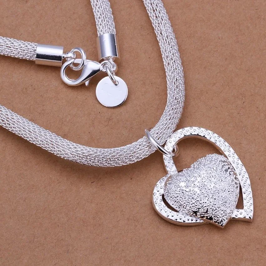 Silver Color Gorgeous Charm Fashion Charm Heart Wedding Lady Love Necklace Noble