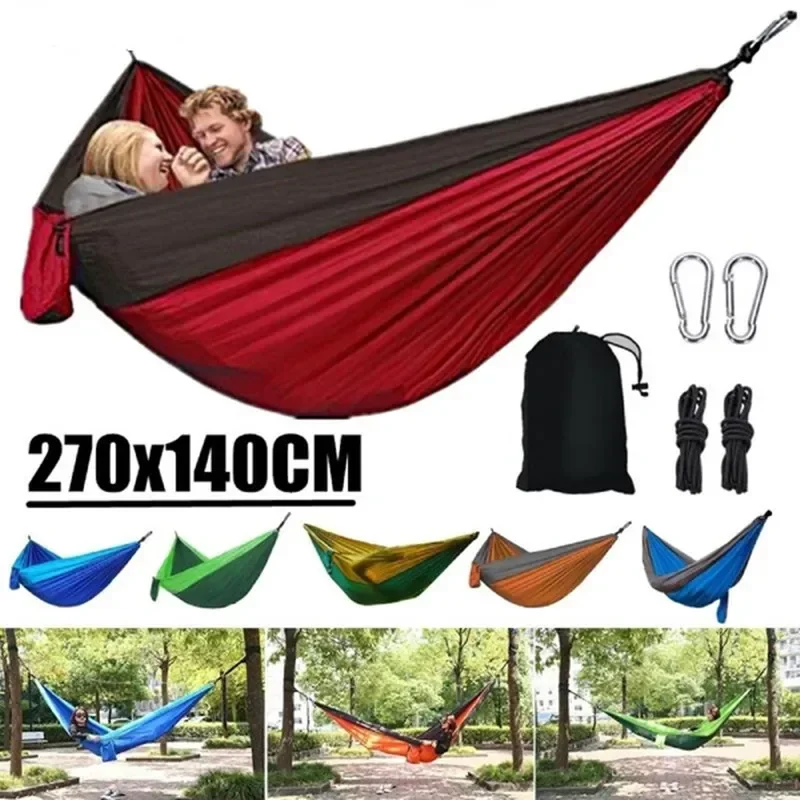 Single Person Portable Outdoor Camping Hammock With Nylon Color Matching Hammock