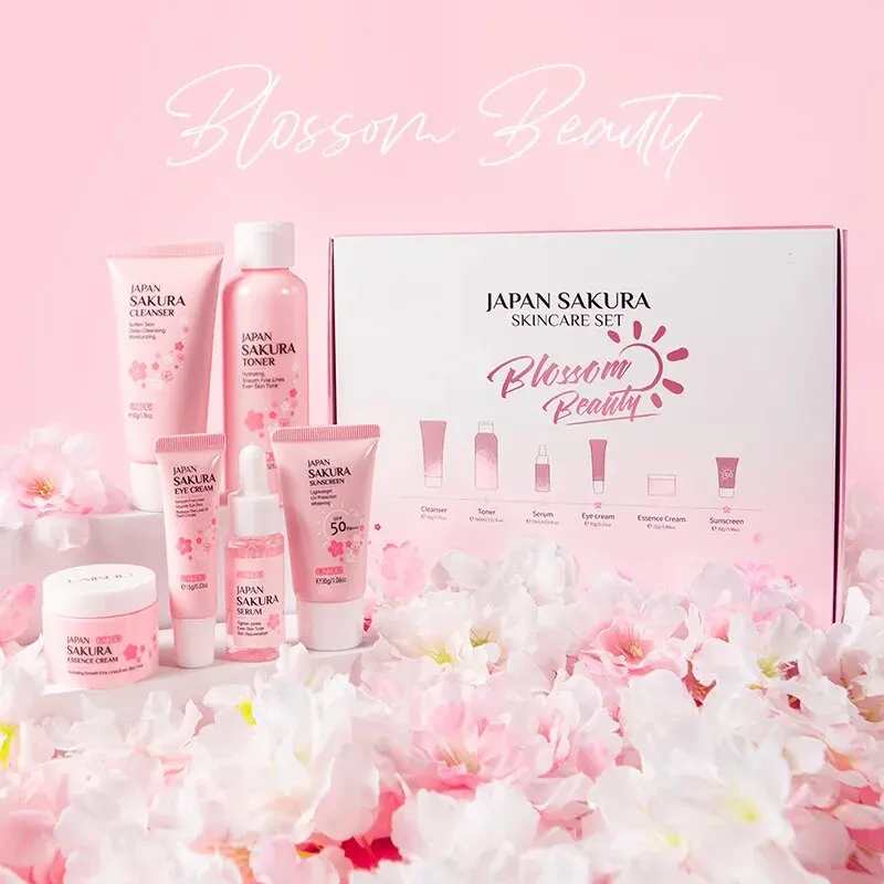 Skin Care Set JAPAN SAKURA Beauty Gift Sets Skin Care Kit with Cleanser, Toner, 