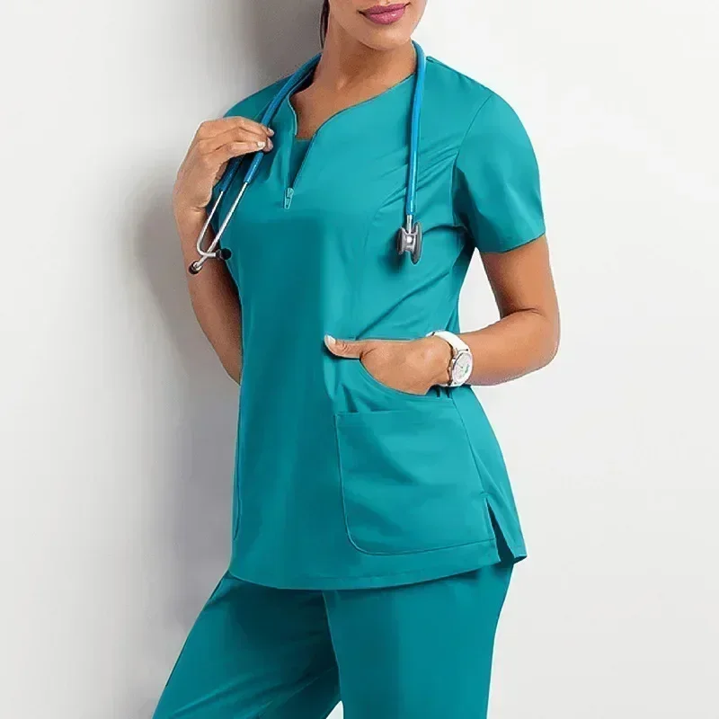 Sleeved Apparel Top Pharmacy Working Medical Hospital Doctor Nursing Uniform V-n