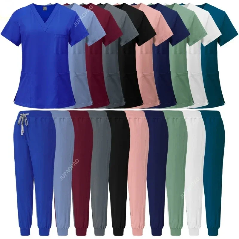 Slim Fit Medical Scrubs Uniform Women Scrub Sets Nursing Accessories Hospital Su