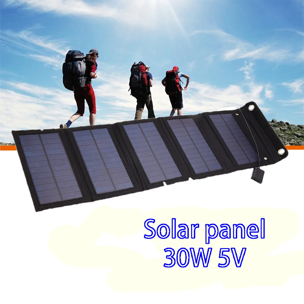 Solar Cell 30W Photovoltaic Panels USB Charger System Battery V 5V Portable Flexible Foldable Energy Power Sunpower Camping Set