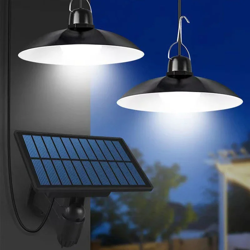 Solar Pendant Light 1 Drag 1/1 Drag 2 Led Solar Powered Lamp with Remote Control