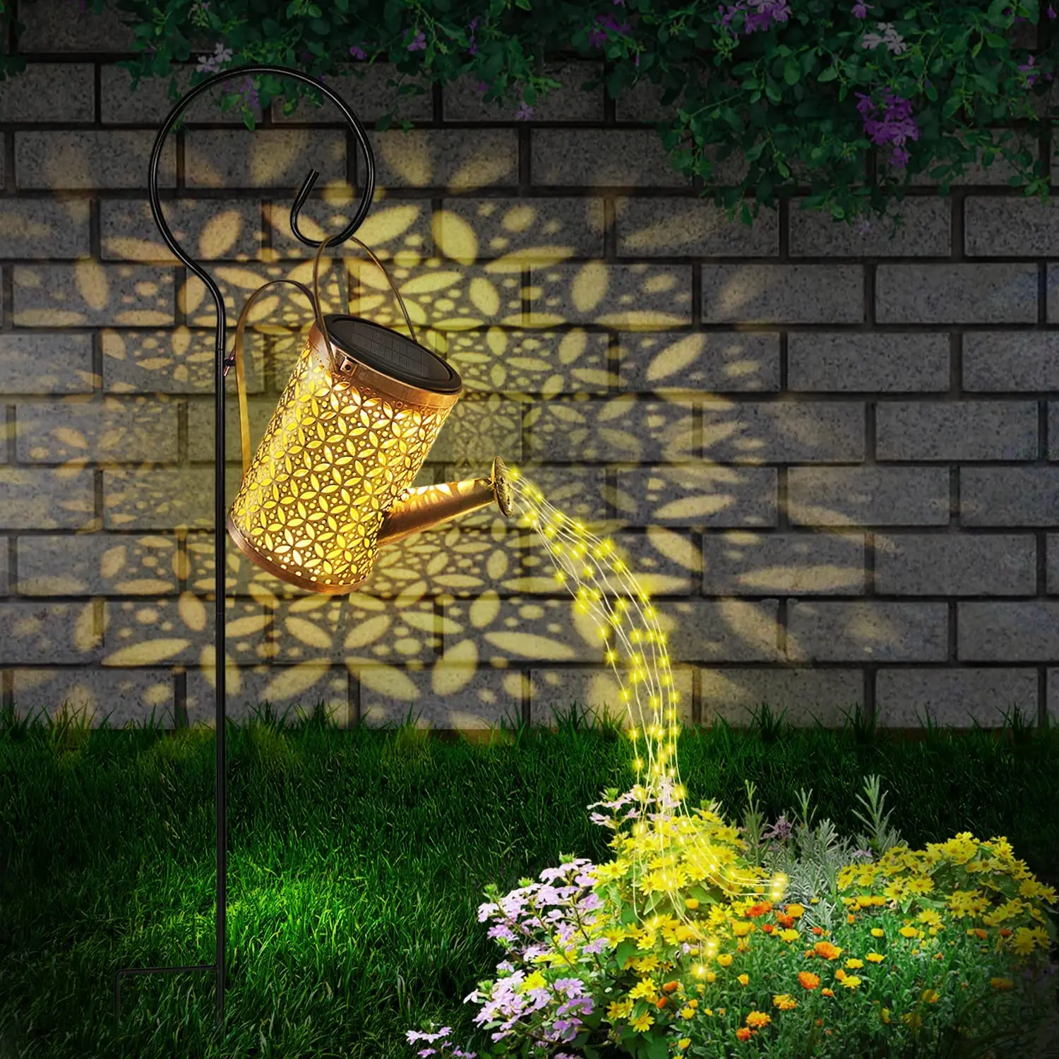 Solar Watering Can with Cascading Light Water Can Solar Lights Garden Decorative