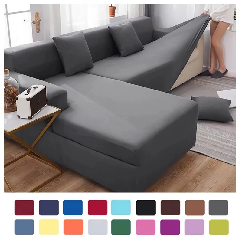 Solid Color 1/2/3/4 Seat Sofa Cover Stretch Milk Silk Fabric Couch Covers for Li