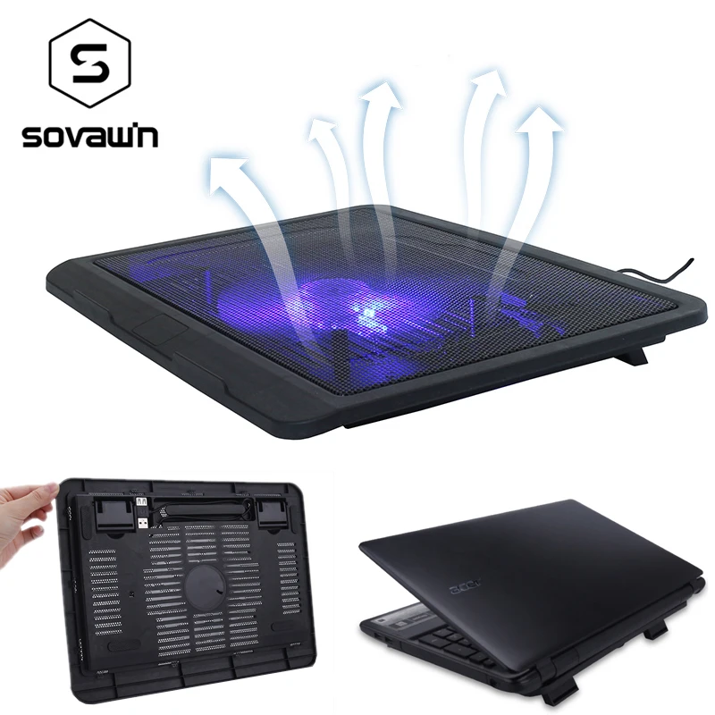 Sovawin N19 Black Slim Base Support Fan for Laptop Cooler Notebook USB Air Extra