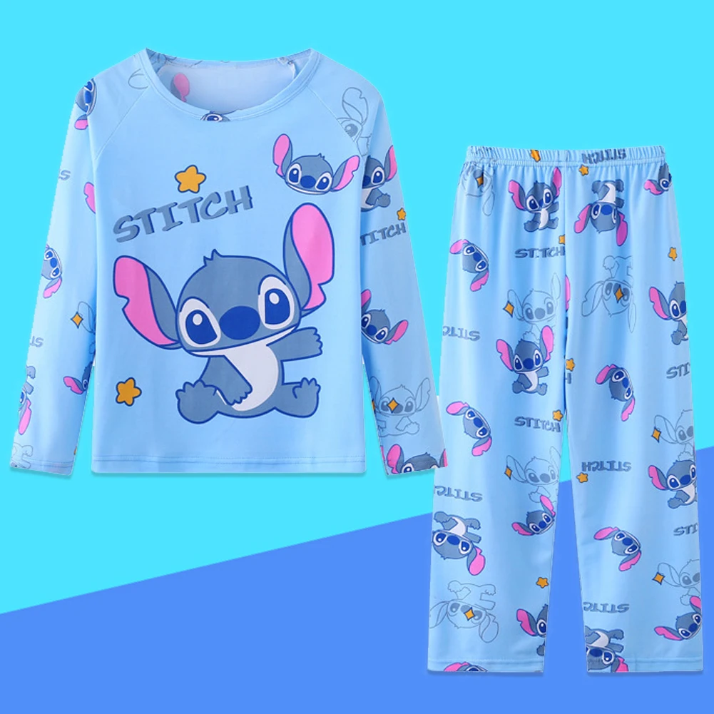 Spring Autumn Children's Clothing Sets Stitch Cartoon Boy Sleepwear Long sleeved