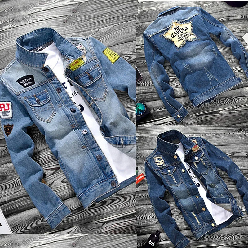 Spring Autumn Denim Jacket For Teenagers Casual Ripped Middle Student Korean Sty