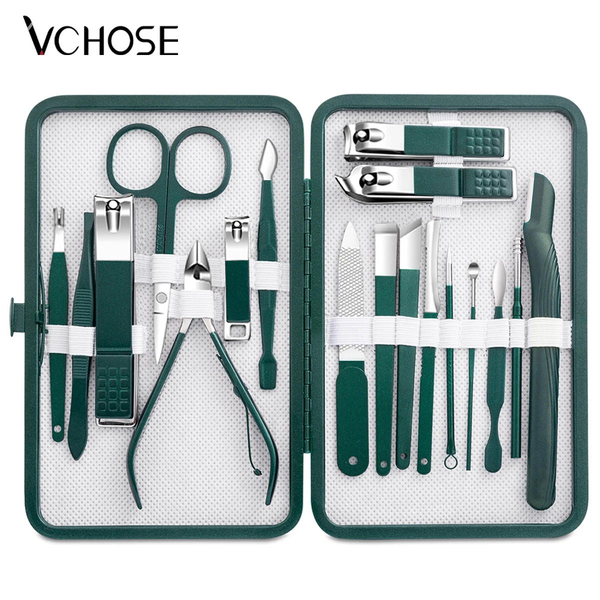 Stainless Steel Nail Clipper Set Grooming Tool Set With Portable Case Manicure A