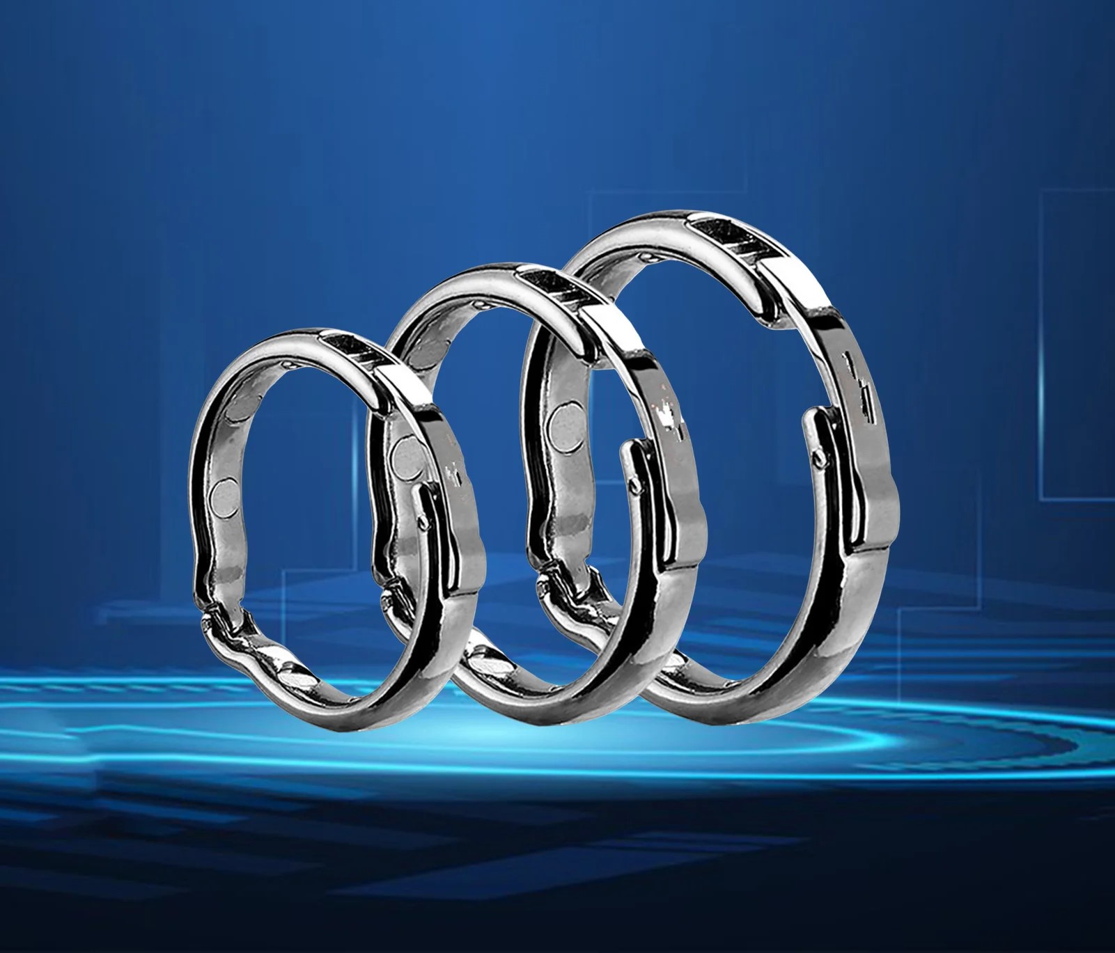 Stainless Steel Penis Lock Cock Ring Set Man Metal S/M/L/XL Size Delay Ejaculati