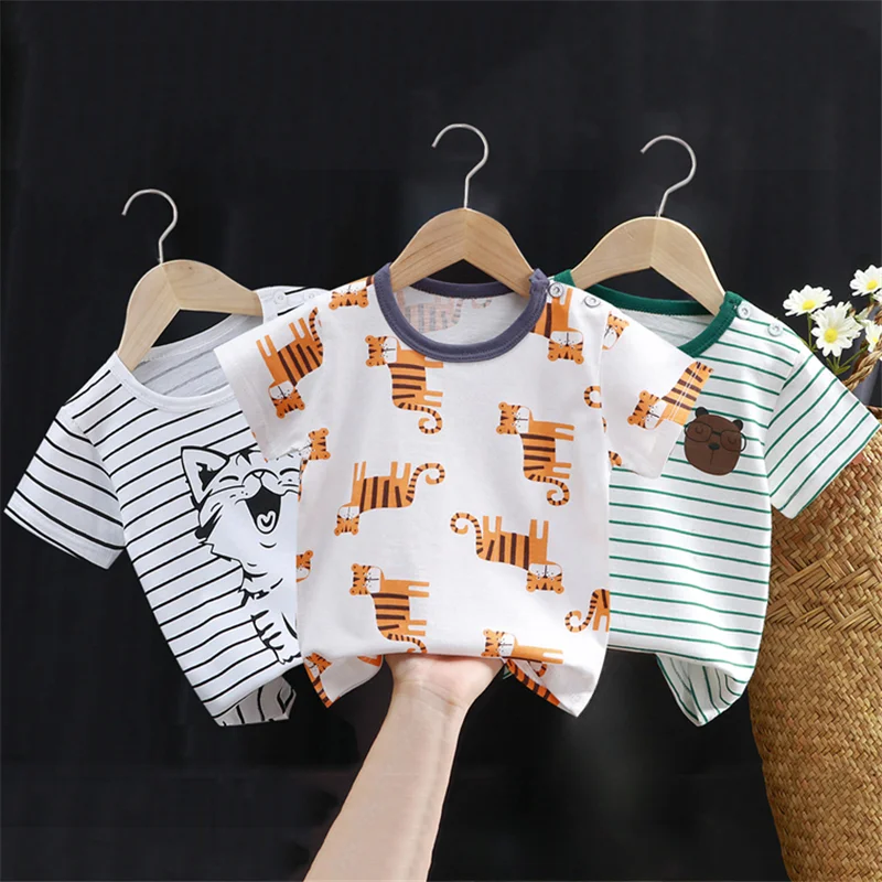 Summer Baby T-shirt Fashion Cartoon Girls Tees Short Sleeve Cotton Boys Tops Kor