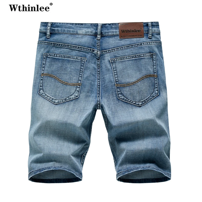 Summer Shorts Jeans Men Denim Pants Stretch Dark Blue Fashion Design Men's Jeans