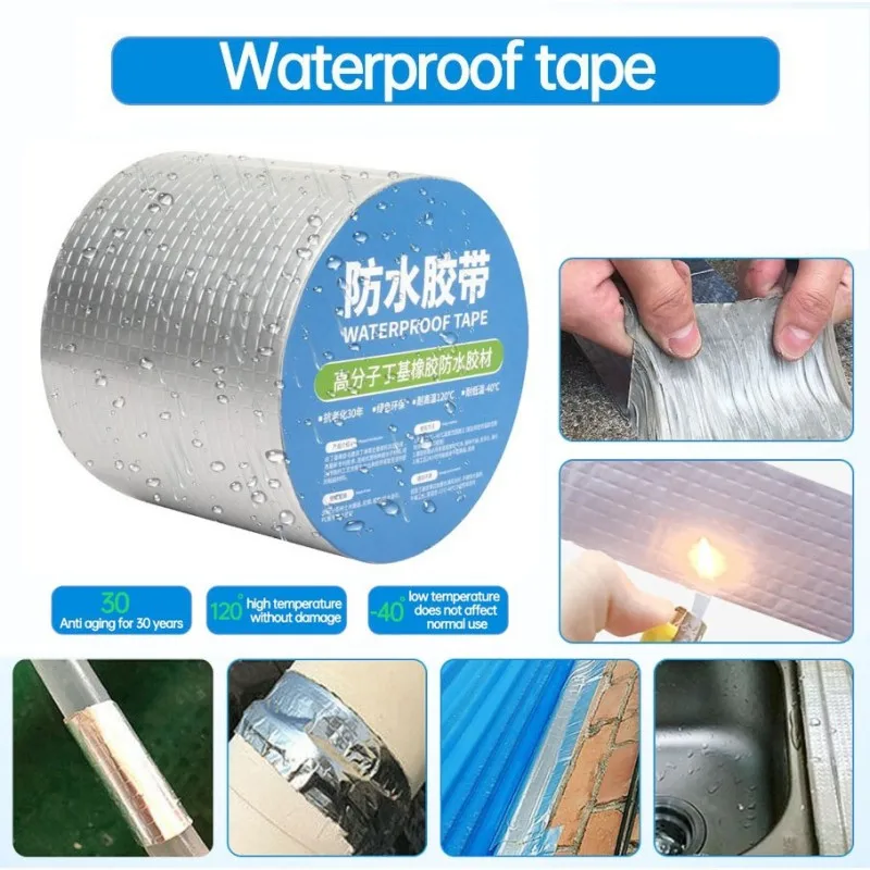 Super Strong Waterproof Tape Aluminum Foil Butyl Rubber Stop Leaks Seal Repair T