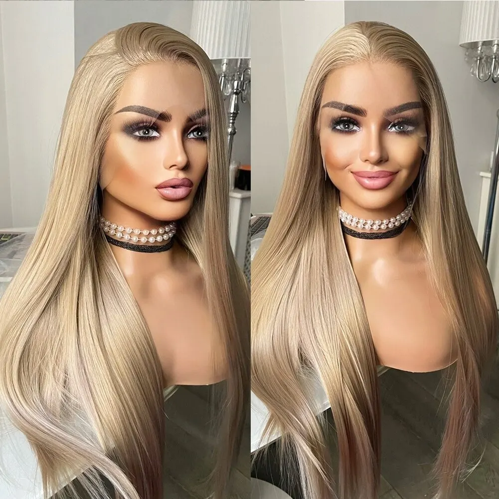 Synthetic Lace Front Wig Long Straight Hair Lace Wigs for Women with Baby Hair H