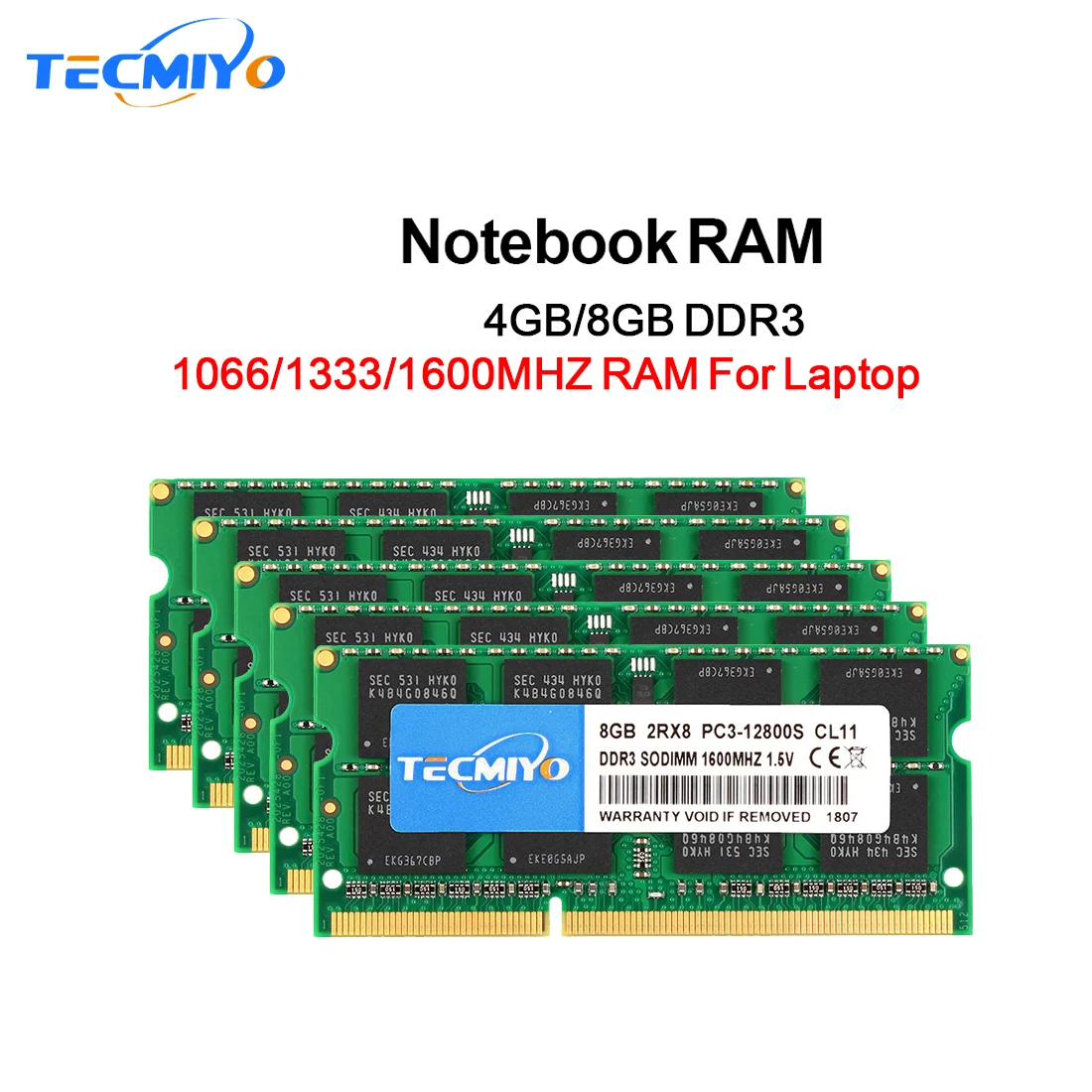 TECMIYO Laptop Memory RAM DDR3 DDR3L 8GB 4GB 1600MHz 1333MHz SODIMM 1.35V 1.5V P