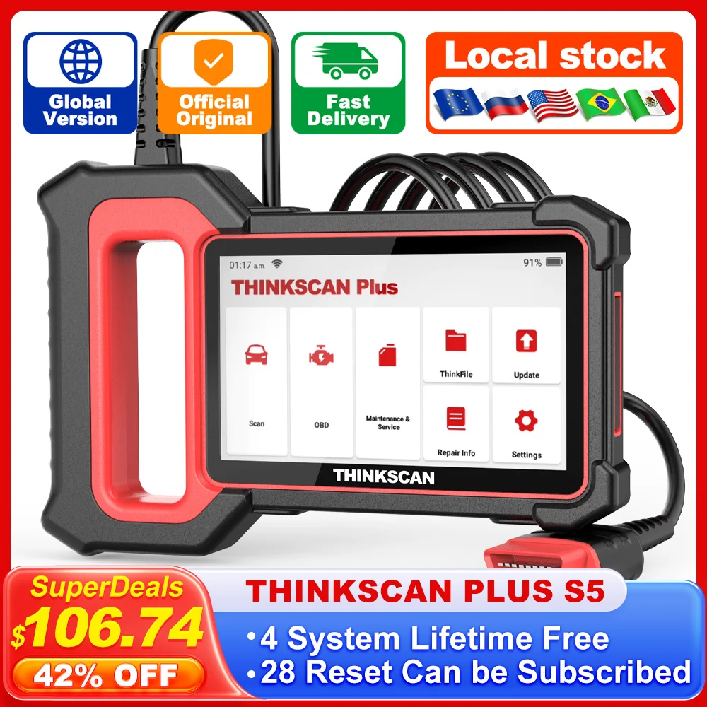 THINKCAR THINKSCAN PLUS S5 S6 Car Diagnostics OBD2 Scanner ECM ABS SRS TCM Engin