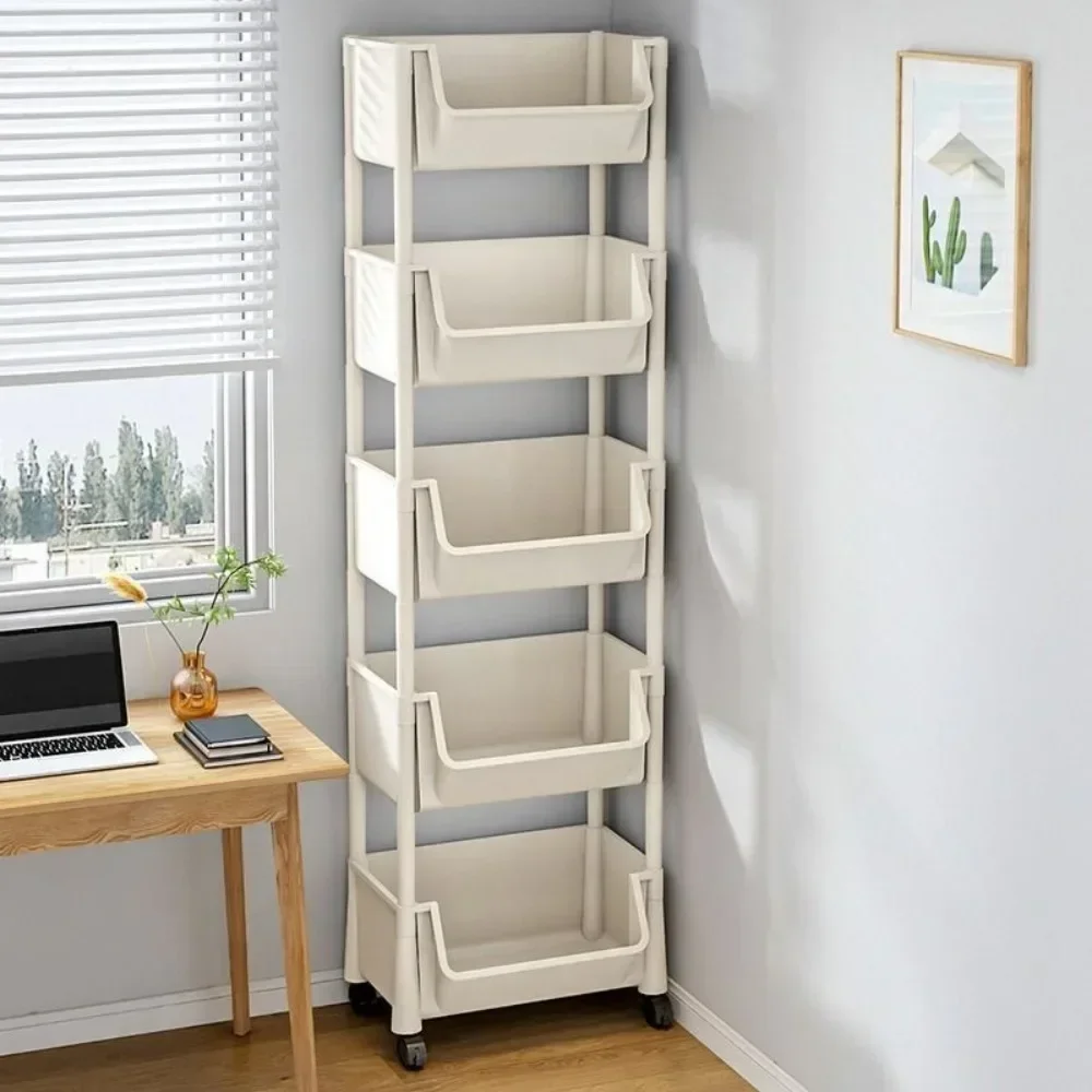 Trolley Bookshelf Kitchen Storage Rack Kitchen Corner Narrow Slit Storage Cabine