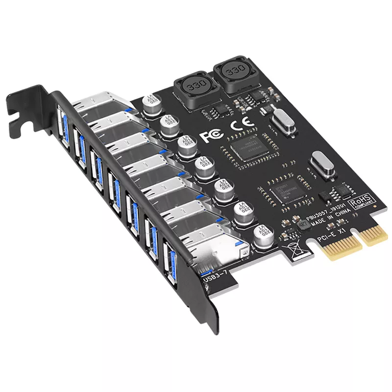 USB 3.0 PCI-E Expansion Card Adapter 7 Ports USB 3.0 Hub Adapter External Contro