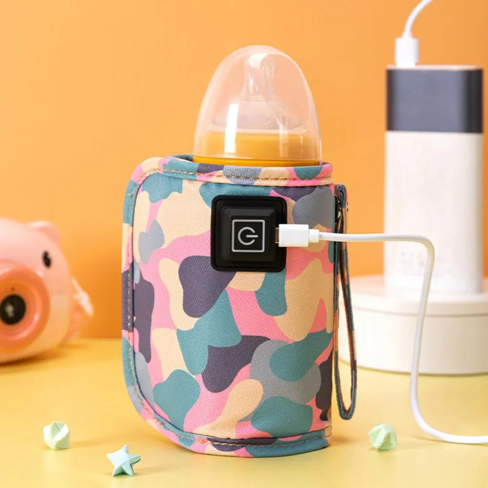 Universal USB Milk Water Warmer Travel Stroller Insulated Bag Portable Nursing Bottle Heater Camouflage-Blue