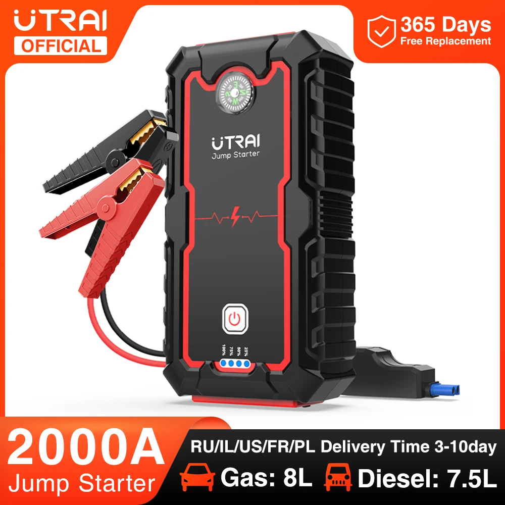 UTRAI 2000A Jump Starter Power Bank Portable Charger Starting Device For 8.0L/6.