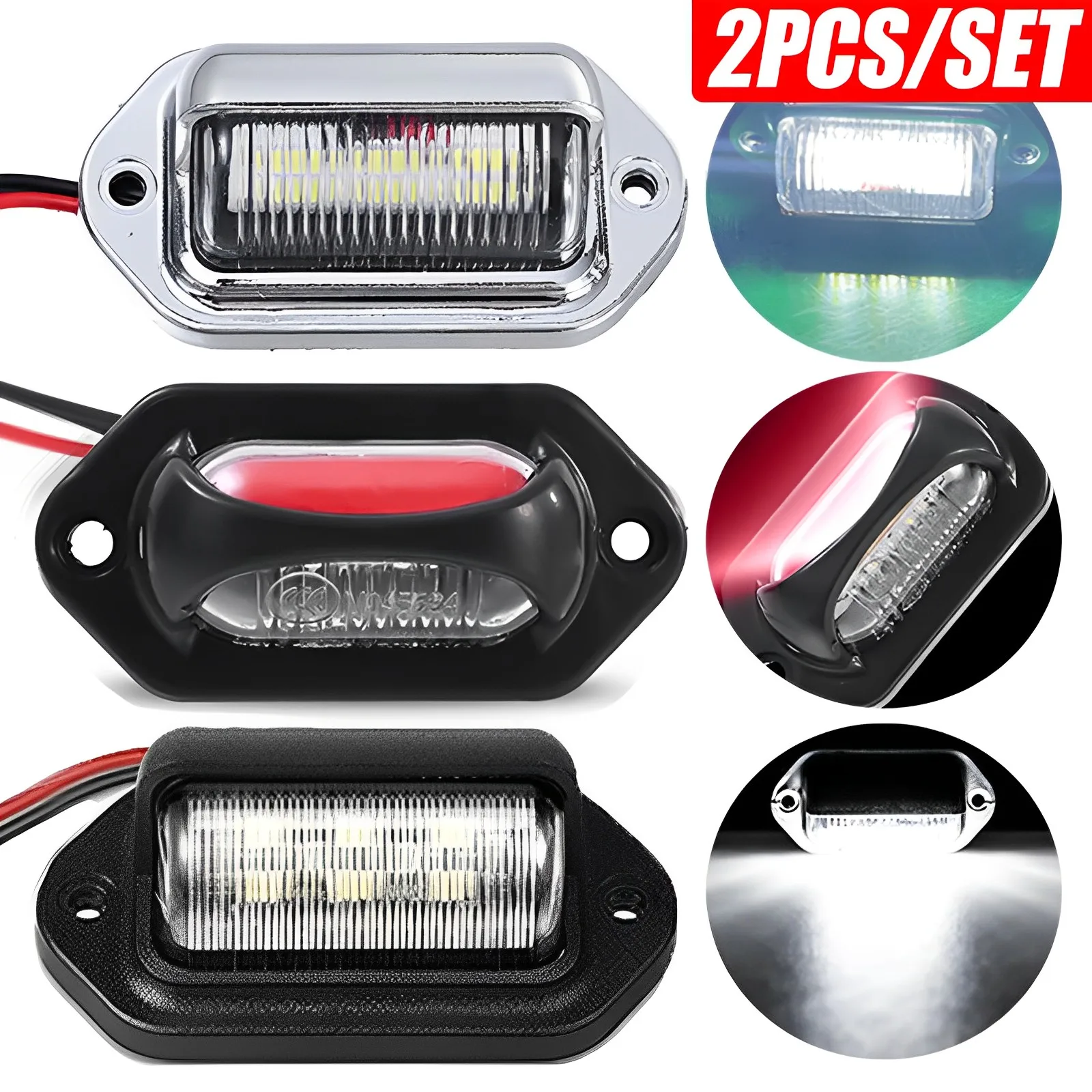 Universal 6 LED Car Truck License Plate Lights Truck RV Trailer Van Tail Lamp Wa