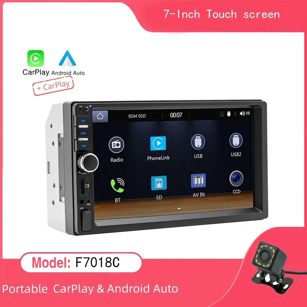 Universal CarPlay Android Auto 7Inch 2 Din Car Radio Autoradio Multimedia Player