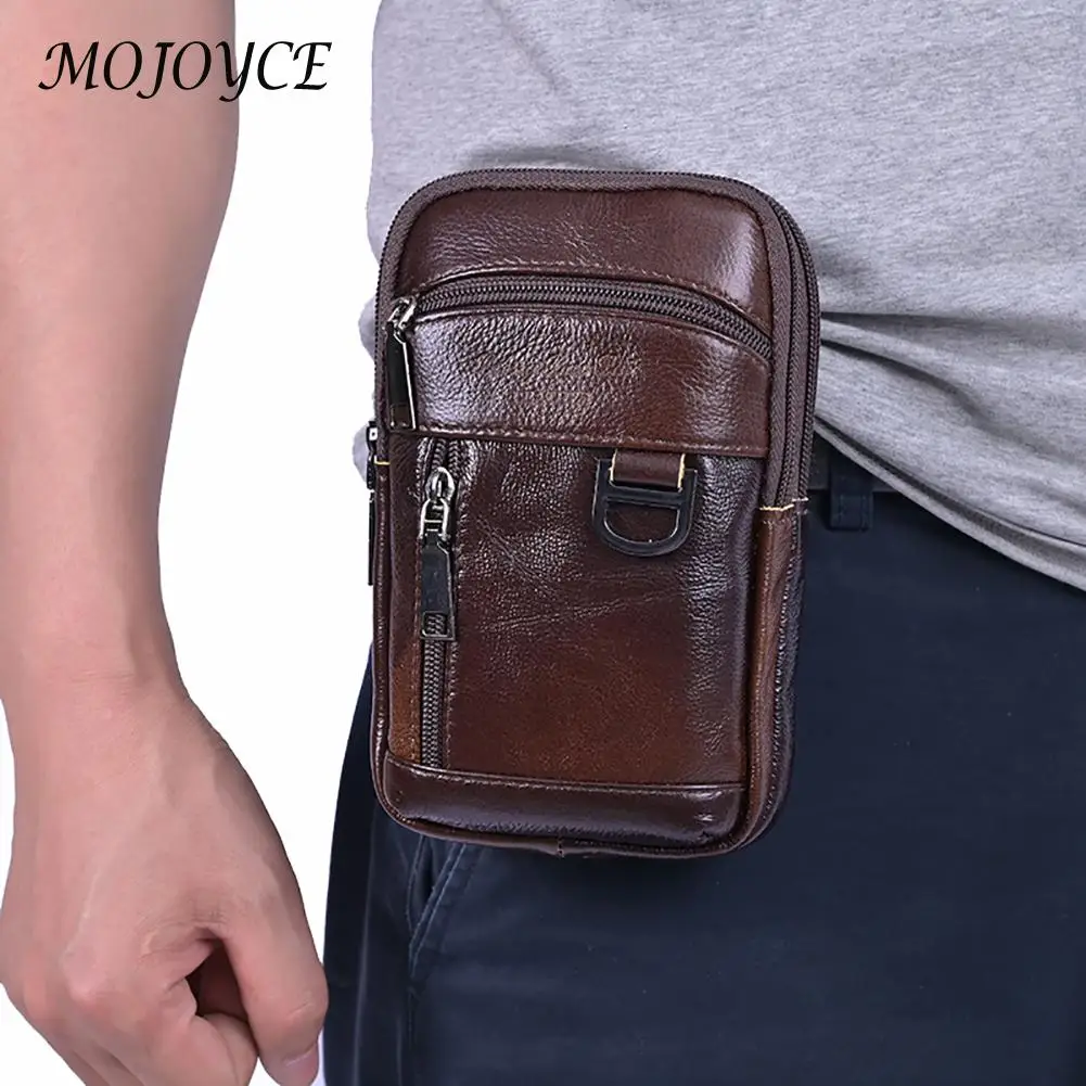 Vintage Men Cowhide Leather Shoulder Crossbody Bag Waist Fanny Pack Male Belt Bu