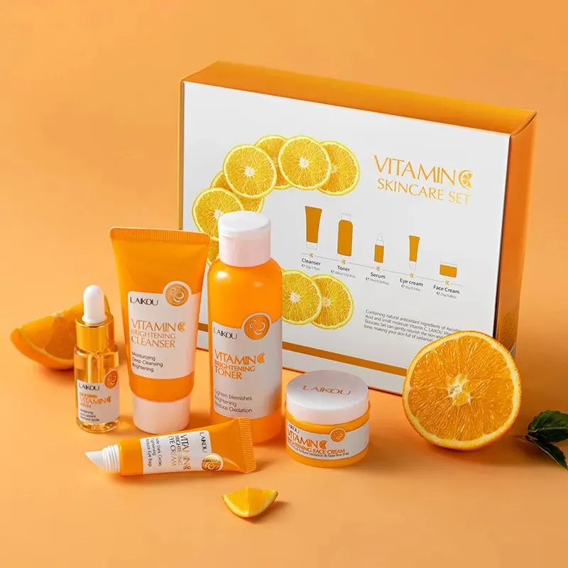 Vitamin C Skin Care Set - 5-Piece Travel Size Kit for Gentle Skin Cleaning - Cle