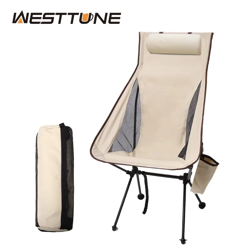 Portable Folding Camping Chair with Headrest Lightweight Tourist Chairs Aluminum