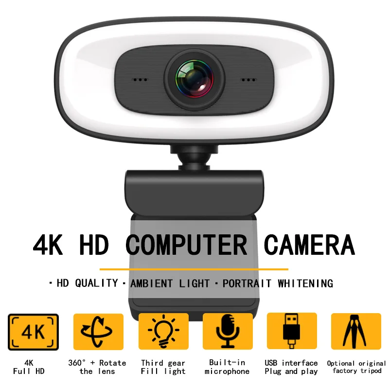 Webcam 4K 1080P Mini Camera 2K Full HD Webcam With Microphone 15-30fps USB Web C