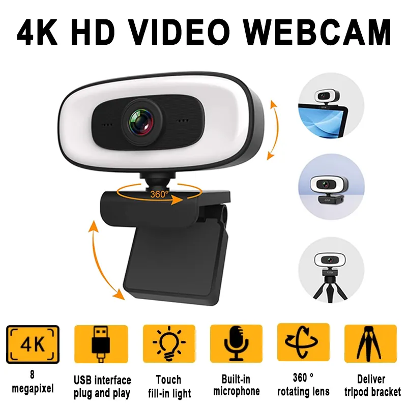 Webcam Mini 4K USB Computer 2K Webcam Full HD 1080P Web For Work With Microphone