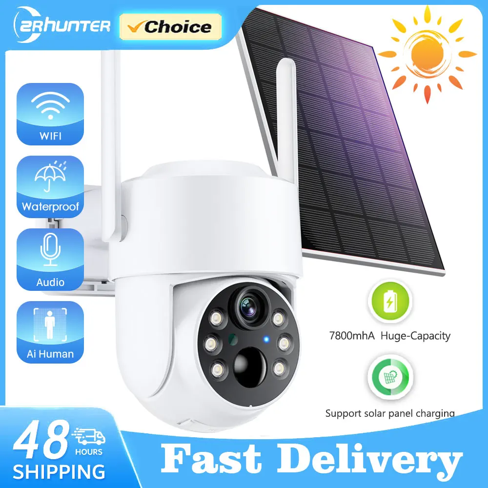 WiFi PTZ Camera Outdoor Wireless Solar IP Camera 4MP HD Built-in Battery Video S