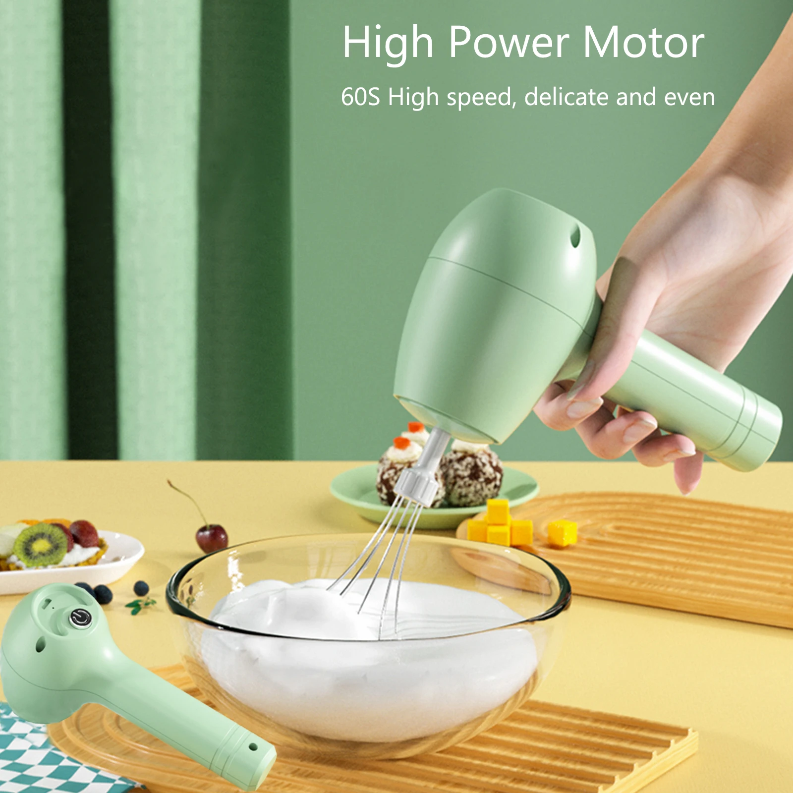 Wireless Portable Electric Food Mixer Automatic Whisk Egg Beater Butter Cream Ve