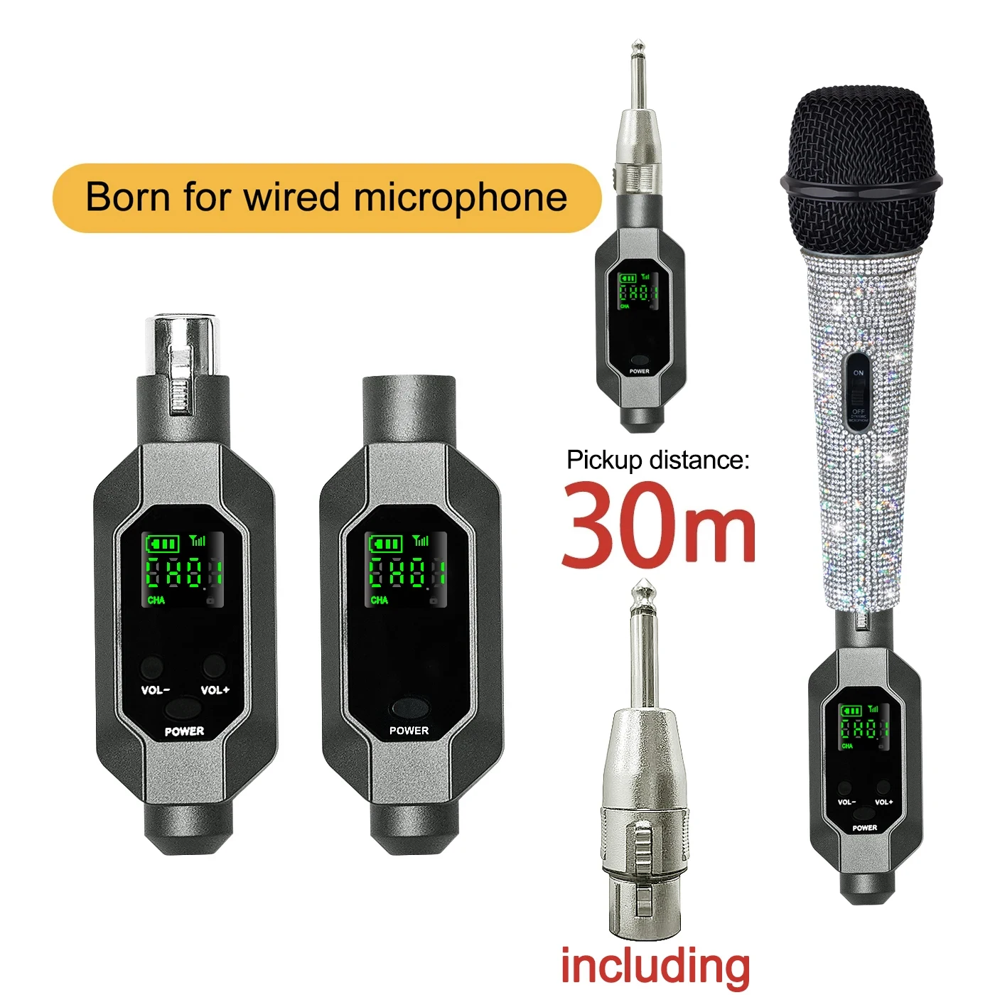 Wireless XLR Transmitter and XLR Receiver for Dynamic Wired Microphone Compatibl
