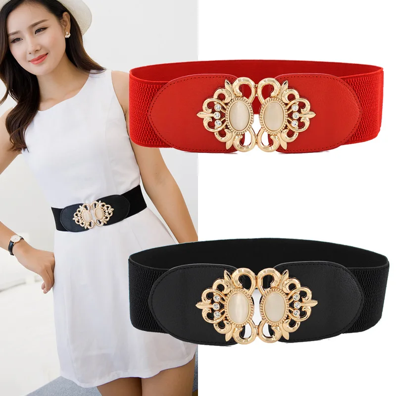 Women Waistband Elastic Wide Waist Belt Elegant Cinch Girdle Dress Sweater Coat