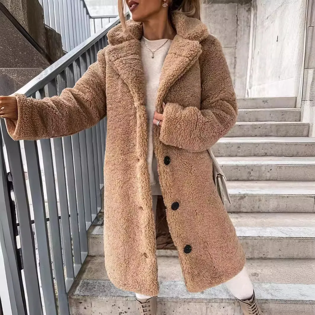 Women Winter Teddy Coat Female Warm Faux Fur England Coat Casual Oversized Soft 